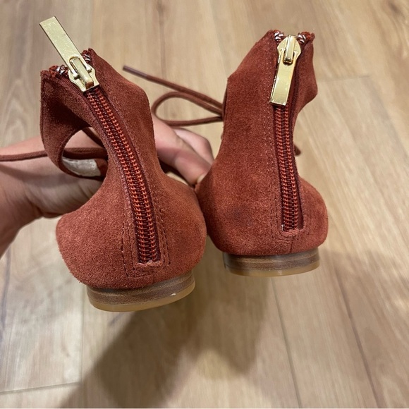 Saks Fifth Avenue Women's orange Rust Suede Lace Loafer s Flats Women’s Size 7 - Picture 5 of 6